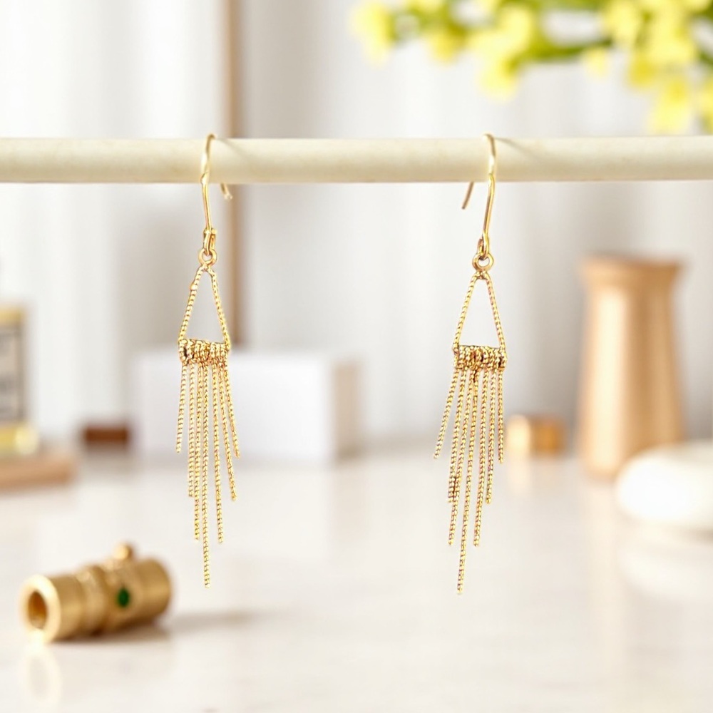 Gold Fringe Dangle Earrings
